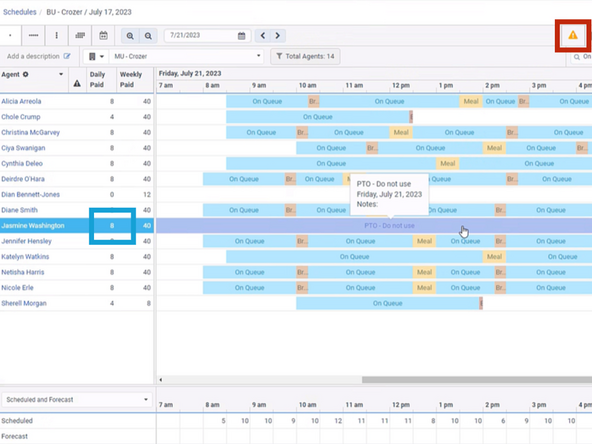 Review the PTO request in the Schedule.