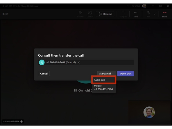 Click Start Call - Audio Call