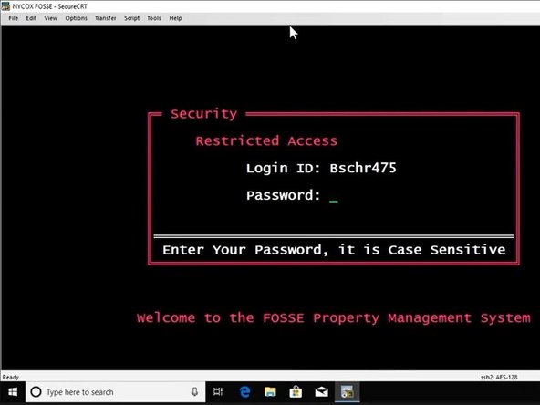 Password will appear and the cursor will be blinking.