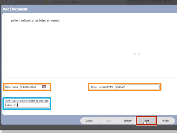 Check the Patient Refused Box