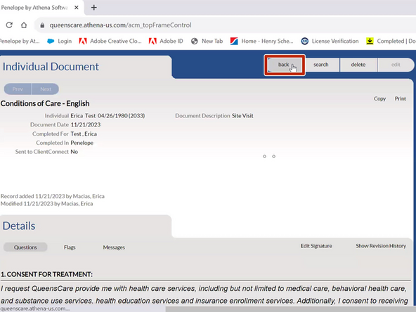 To go back to the Individual Profile: