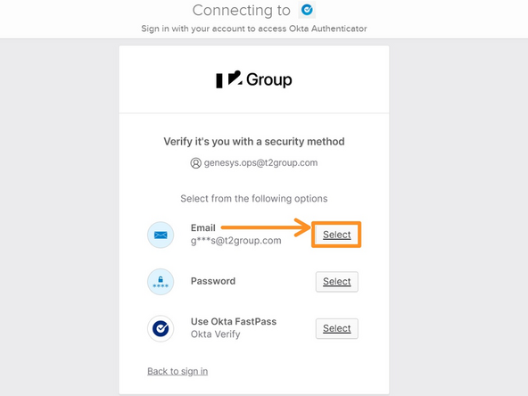 Okta will require a second method to authenticate your login.