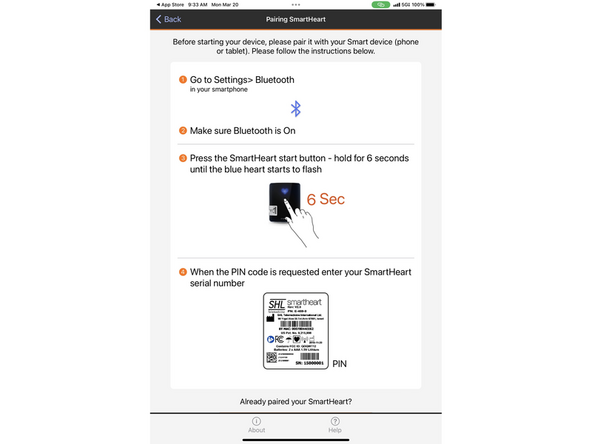 Pairing instructions will appear when the application is opened.
