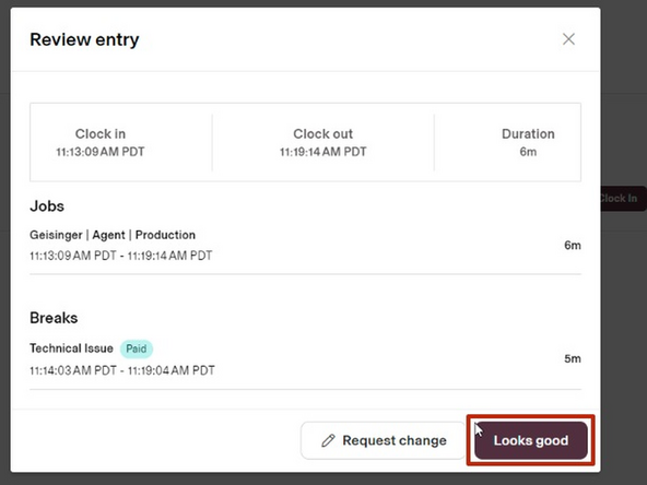 Review your time entry: