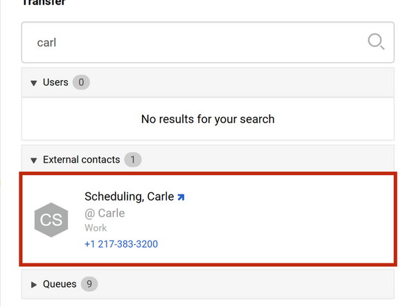 If you are choosing an organization from the contact list: