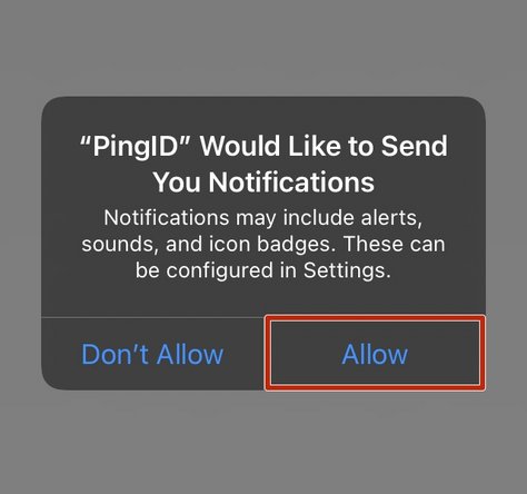 PingID needs permission to send notifications: