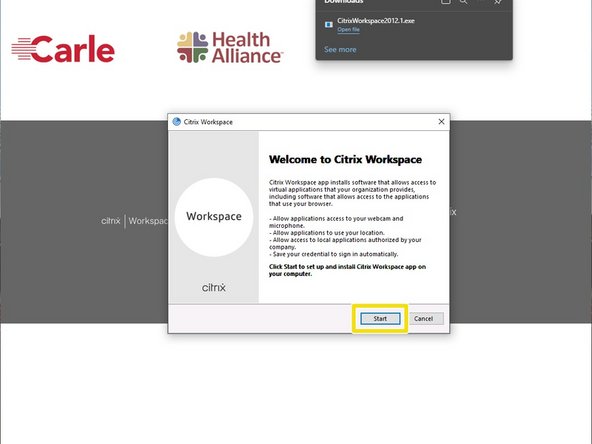 The Citrix Workplace installer will appear: