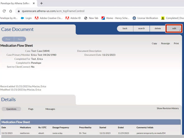 To make modification to a Medication Flow Sheet: