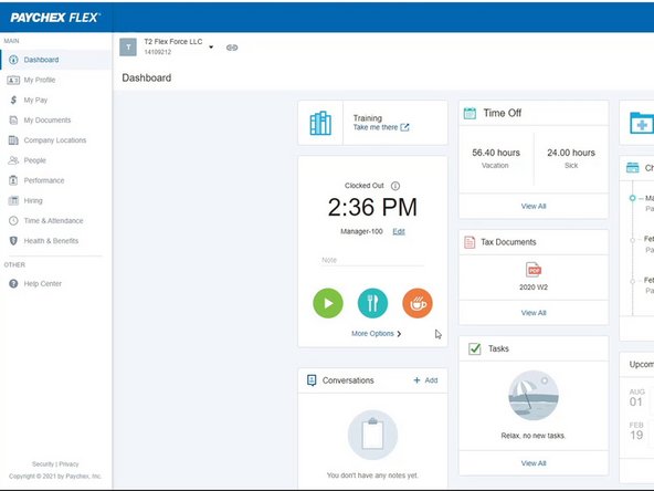 Your Paychex Dashboard will appear.