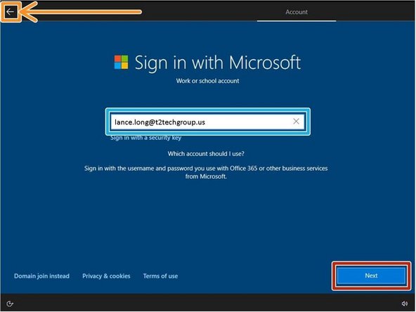 Make sure that your screen matches, and you are prompted to Sign in with Microsoft