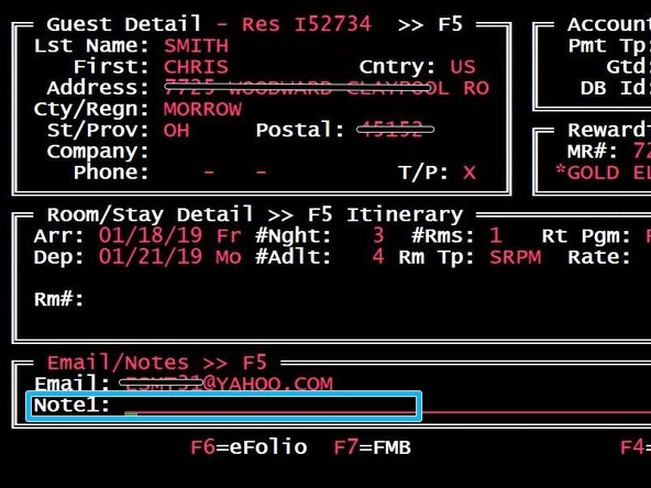 While in the Email/Notes section: