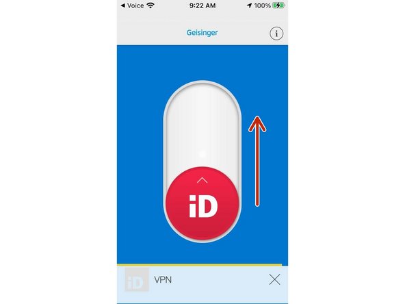 Swipe up to authenticate the connection