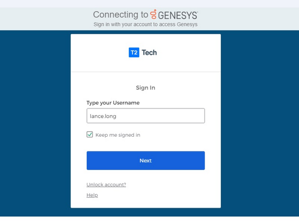 You must sign into your T2 Flex okta account.