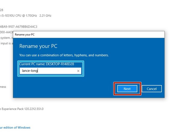 The PC name needs to be changed to your firstname-lastname