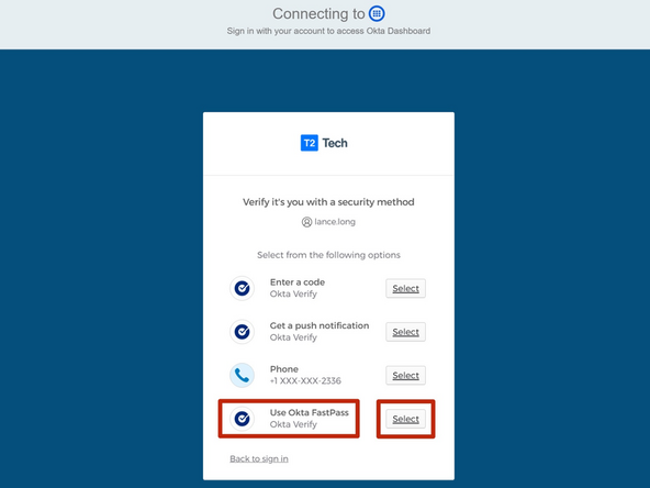 Use Okta FastPass: Click Select