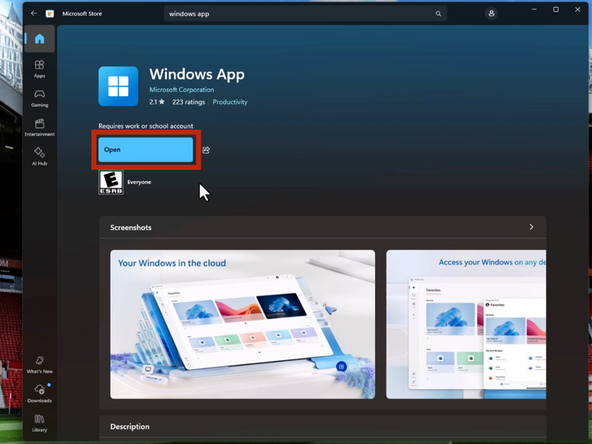 Once Windows App is installed: