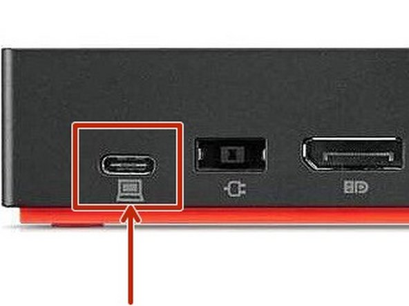 Connect the other end of the USB C to USB C cable to the back of the docking station