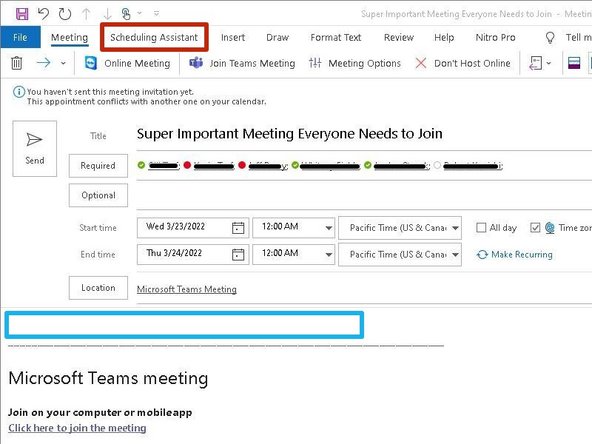 Enter a message to the attendees