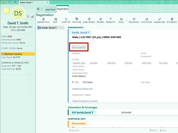 Complete the rest of the Patient Demographics.
