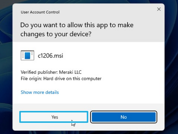 Windows Security will ask for permission to make changes.