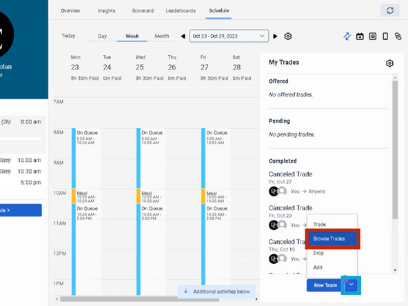 To the right of the New Trade button: