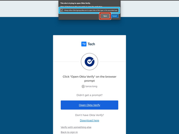 Okta Verify will ask for permission to open links that are associated to the Okta Verify application.