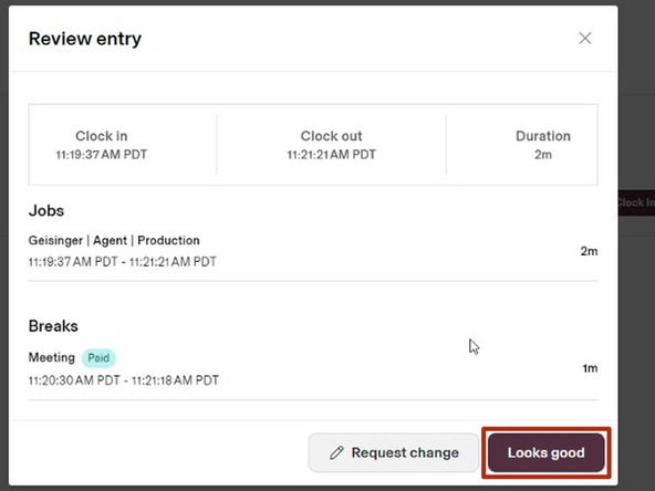 Review your time entry: