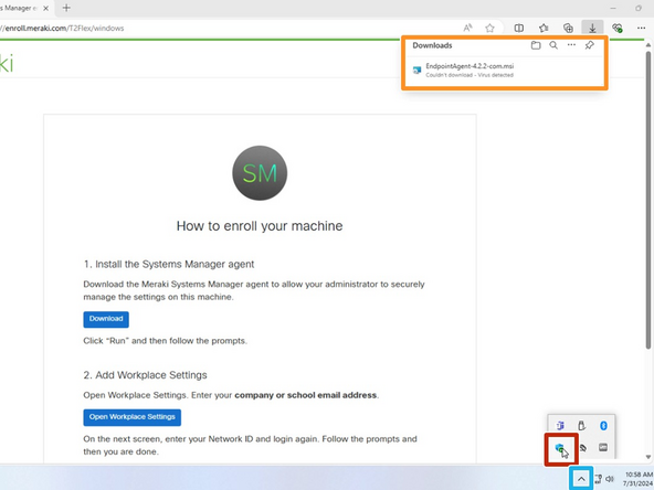The download may be detected as a virus, this is normal.
