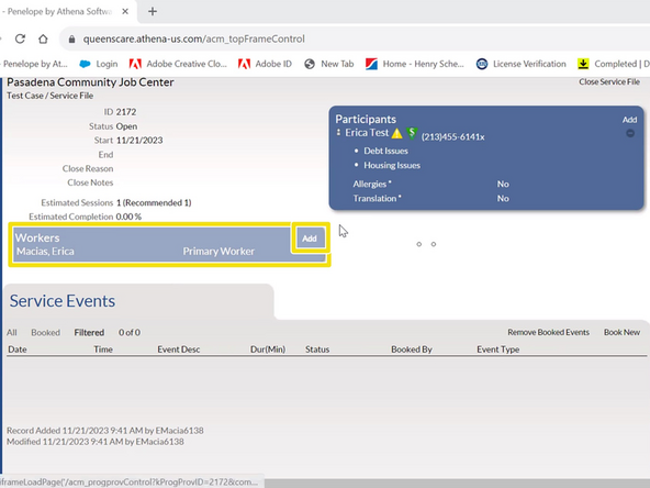 To add a worker to the case: