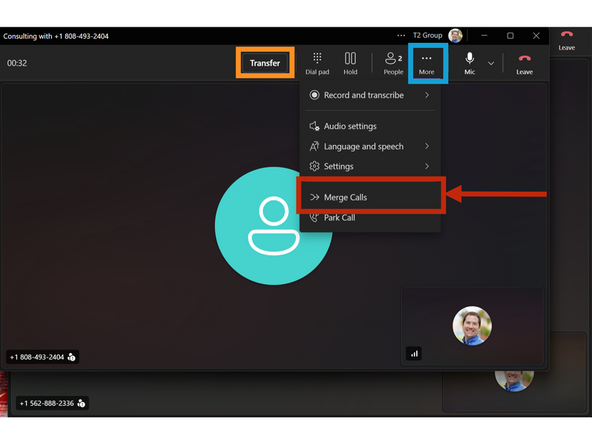 To directly transfer without bringing the original call back on: