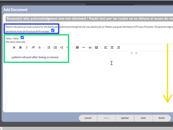 If the patient refuses to sign the Privacy Notice: