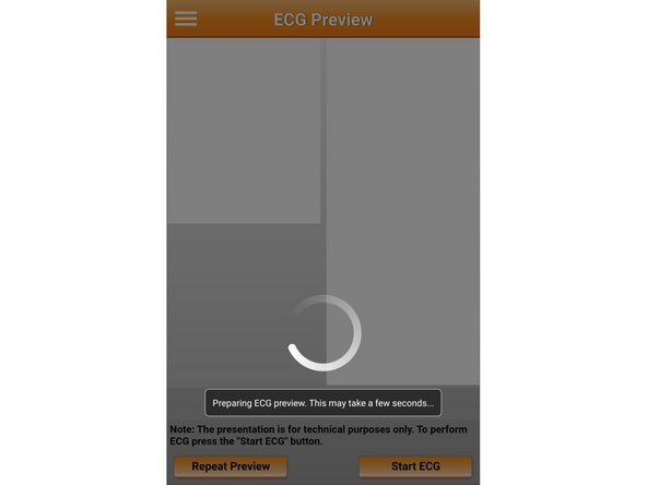 An ECG preview will take place.  This is a test to verify SmartHeart® is making proper contact to generate accurate readings.