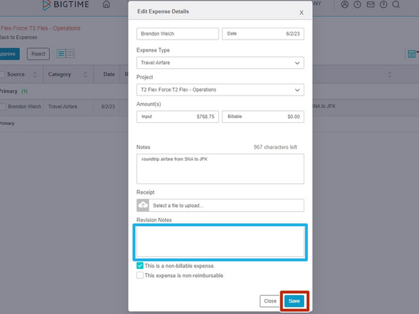 Review the Timesheet/Expense details.