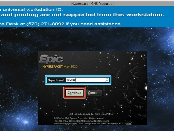 Enter your Department Code