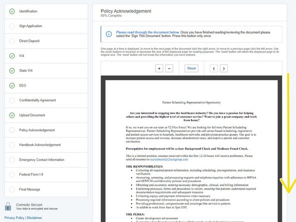 Scroll down and review your Job Description