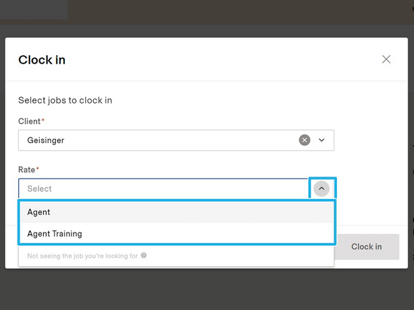 If you are scheduled for training, you must clock in/out of Agent Training before clocking back in as an Agent.