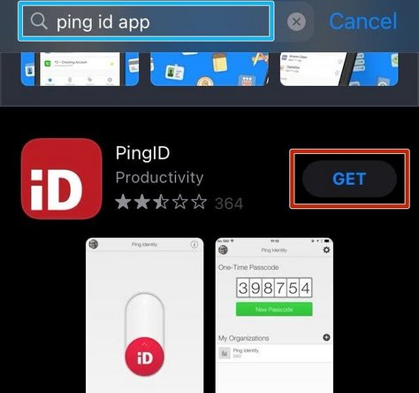Search the app store for the Ping ID app