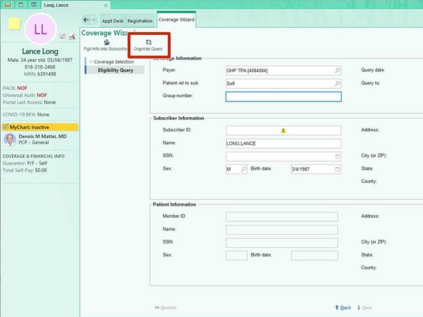 When RTE IS NOT available you must enter the insurance details manually.