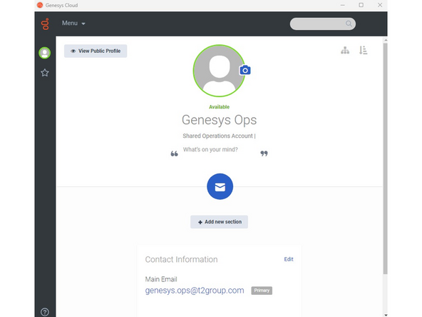 You will be logged into your shared Genesys account.
