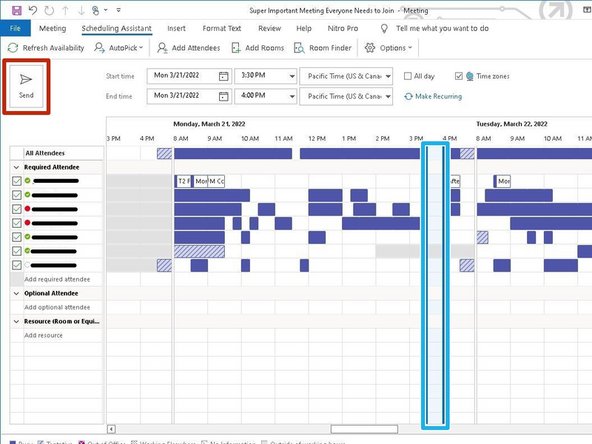 Click a time with a Schedule Gap
