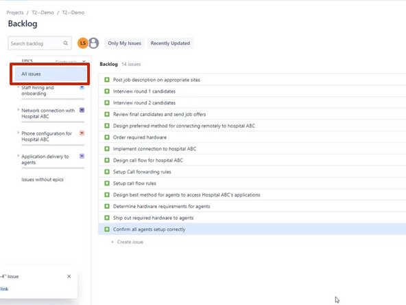 Once you have added Stories to your Epics: