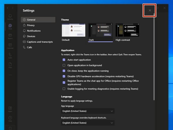 Click Close to exit the window