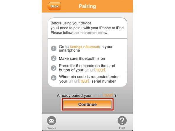 Once your iOS device is paired with the SmartHeart®: