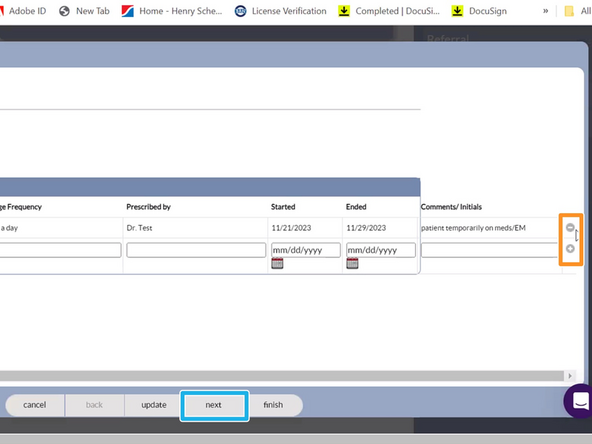 To add the medication to the flow sheet: