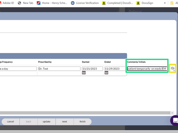 Add Comments and your Initials