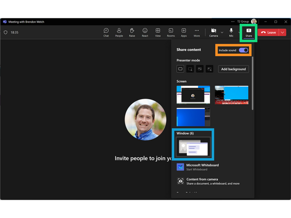 When sharing your Virtual Desktop (VDI), you will need to share the Window for your Virtual Desktop (VDI).