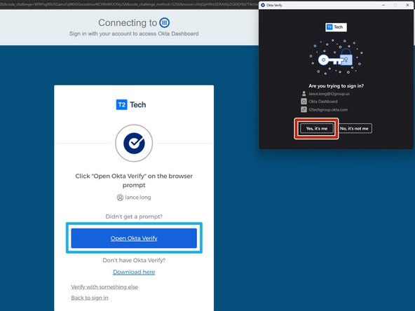 The Okta Verify application should open on its own.