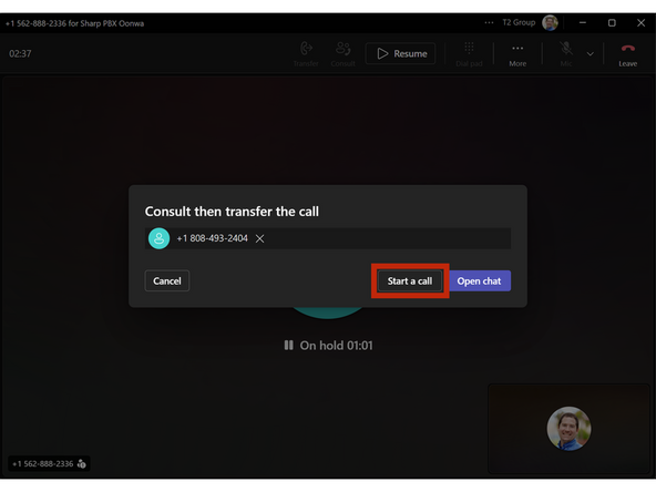 Click Start Call - Audio Call