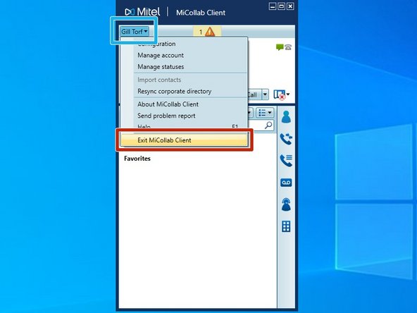 The Teleworker for softphone will only be applied after the MiCollab application is restarted.