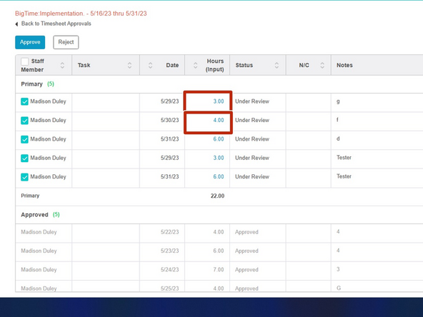 Notes for each submission are on the right.